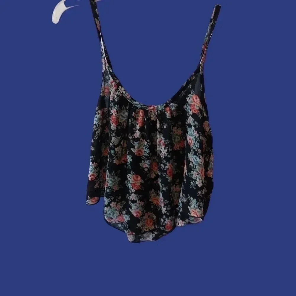 Poetry bohemian floral tank top  size xs lot of 2 blk/ - Picture 4 of 5